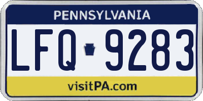 PA license plate LFQ9283