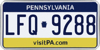 PA license plate LFQ9288