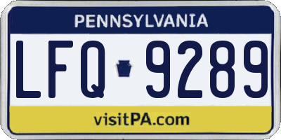 PA license plate LFQ9289