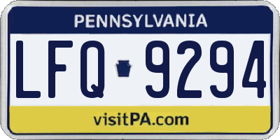 PA license plate LFQ9294