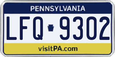 PA license plate LFQ9302