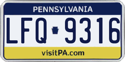 PA license plate LFQ9316