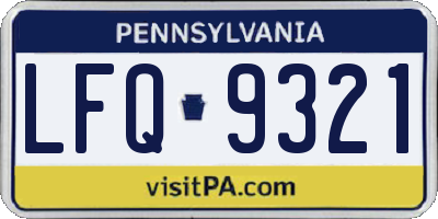 PA license plate LFQ9321