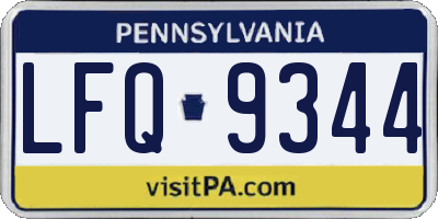PA license plate LFQ9344