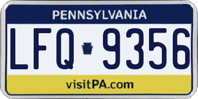 PA license plate LFQ9356