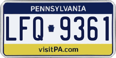 PA license plate LFQ9361
