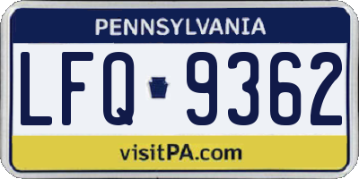 PA license plate LFQ9362