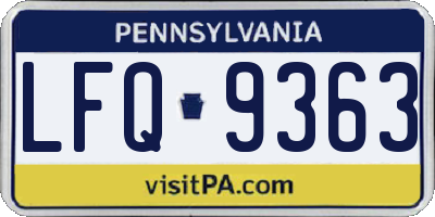 PA license plate LFQ9363