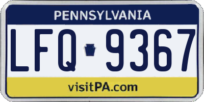 PA license plate LFQ9367