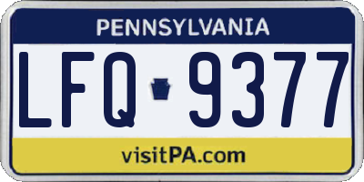 PA license plate LFQ9377