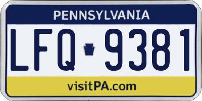 PA license plate LFQ9381