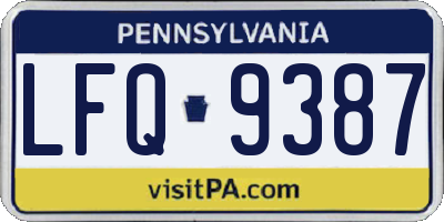 PA license plate LFQ9387