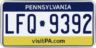 PA license plate LFQ9392