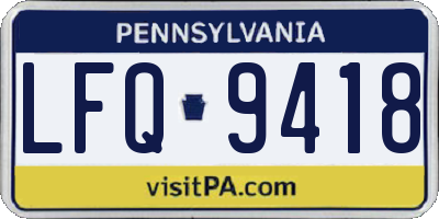 PA license plate LFQ9418