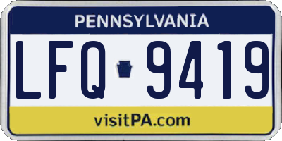 PA license plate LFQ9419