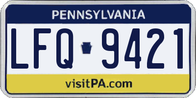 PA license plate LFQ9421
