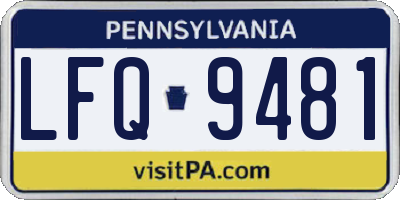 PA license plate LFQ9481