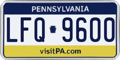 PA license plate LFQ9600