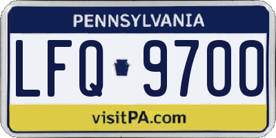PA license plate LFQ9700