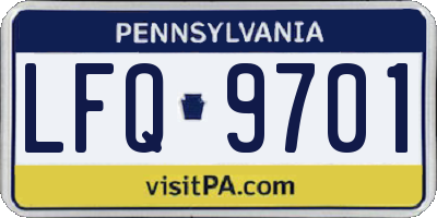 PA license plate LFQ9701