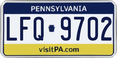 PA license plate LFQ9702