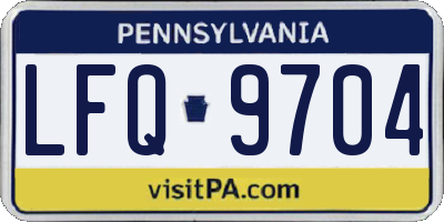 PA license plate LFQ9704