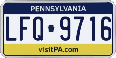 PA license plate LFQ9716