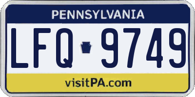 PA license plate LFQ9749
