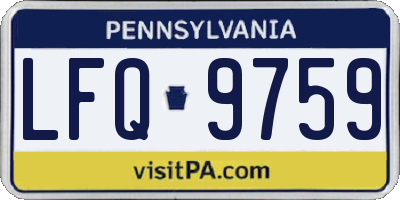 PA license plate LFQ9759