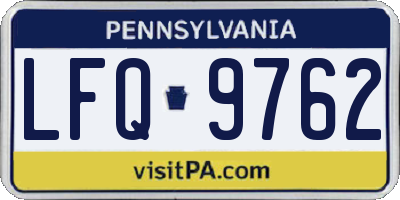 PA license plate LFQ9762