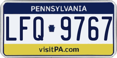 PA license plate LFQ9767