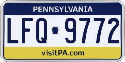 PA license plate LFQ9772
