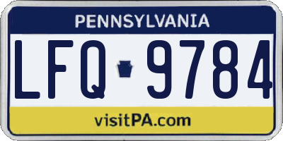 PA license plate LFQ9784