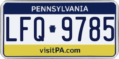 PA license plate LFQ9785