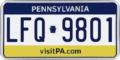 PA license plate LFQ9801