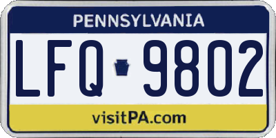 PA license plate LFQ9802
