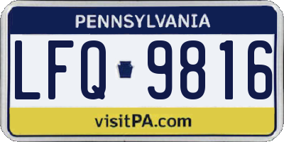PA license plate LFQ9816