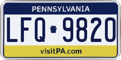 PA license plate LFQ9820