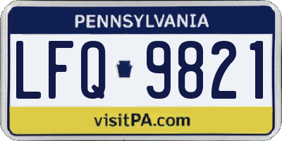 PA license plate LFQ9821