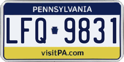 PA license plate LFQ9831