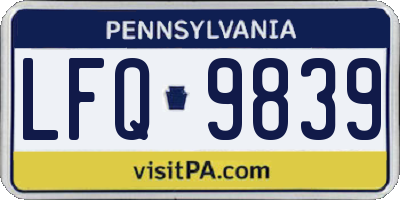 PA license plate LFQ9839