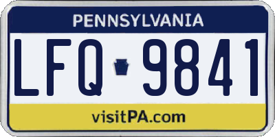 PA license plate LFQ9841