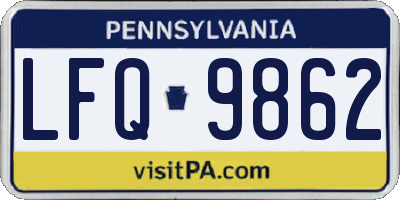 PA license plate LFQ9862