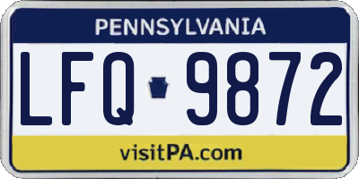 PA license plate LFQ9872