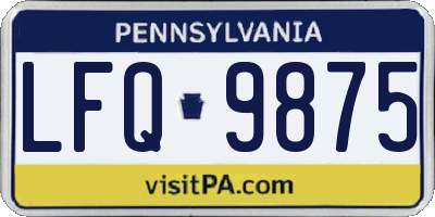 PA license plate LFQ9875