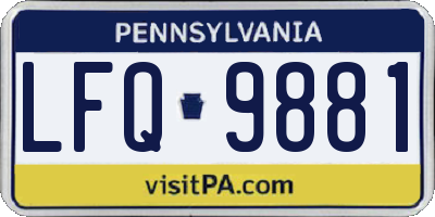 PA license plate LFQ9881