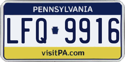 PA license plate LFQ9916