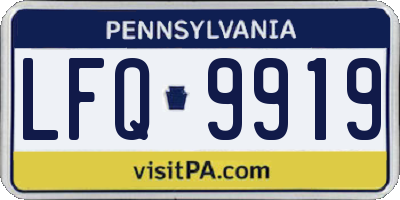 PA license plate LFQ9919