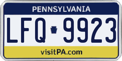 PA license plate LFQ9923
