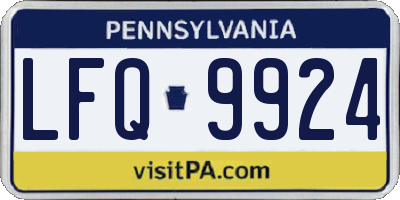 PA license plate LFQ9924